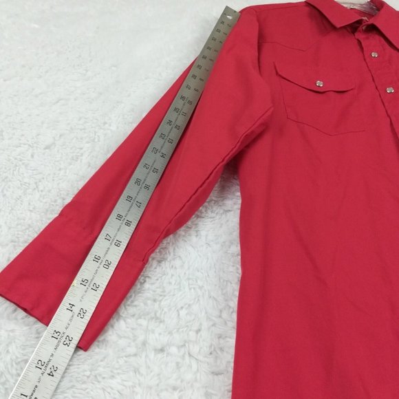 Northern Plains Mens Shirt Western Button Down Pearl Snaps Red Long Sleeve 16 33 - Picture 5 of 13